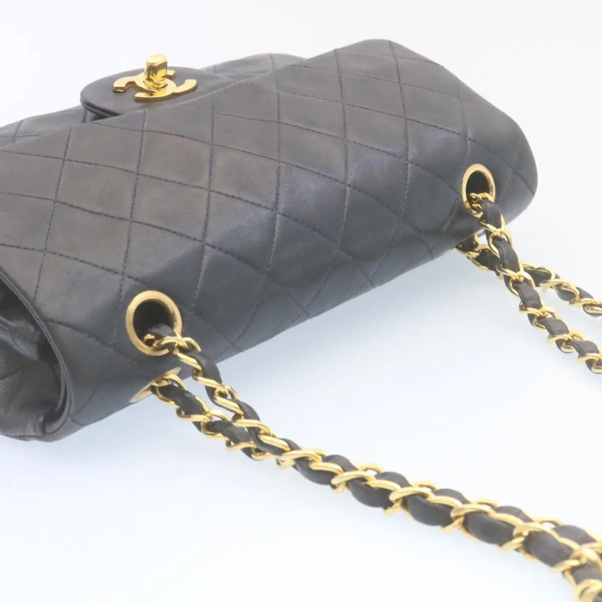 Chanel Classic Matelasse 23 Chain Flap Shoulder Bag Lamb Skin Black  29130A