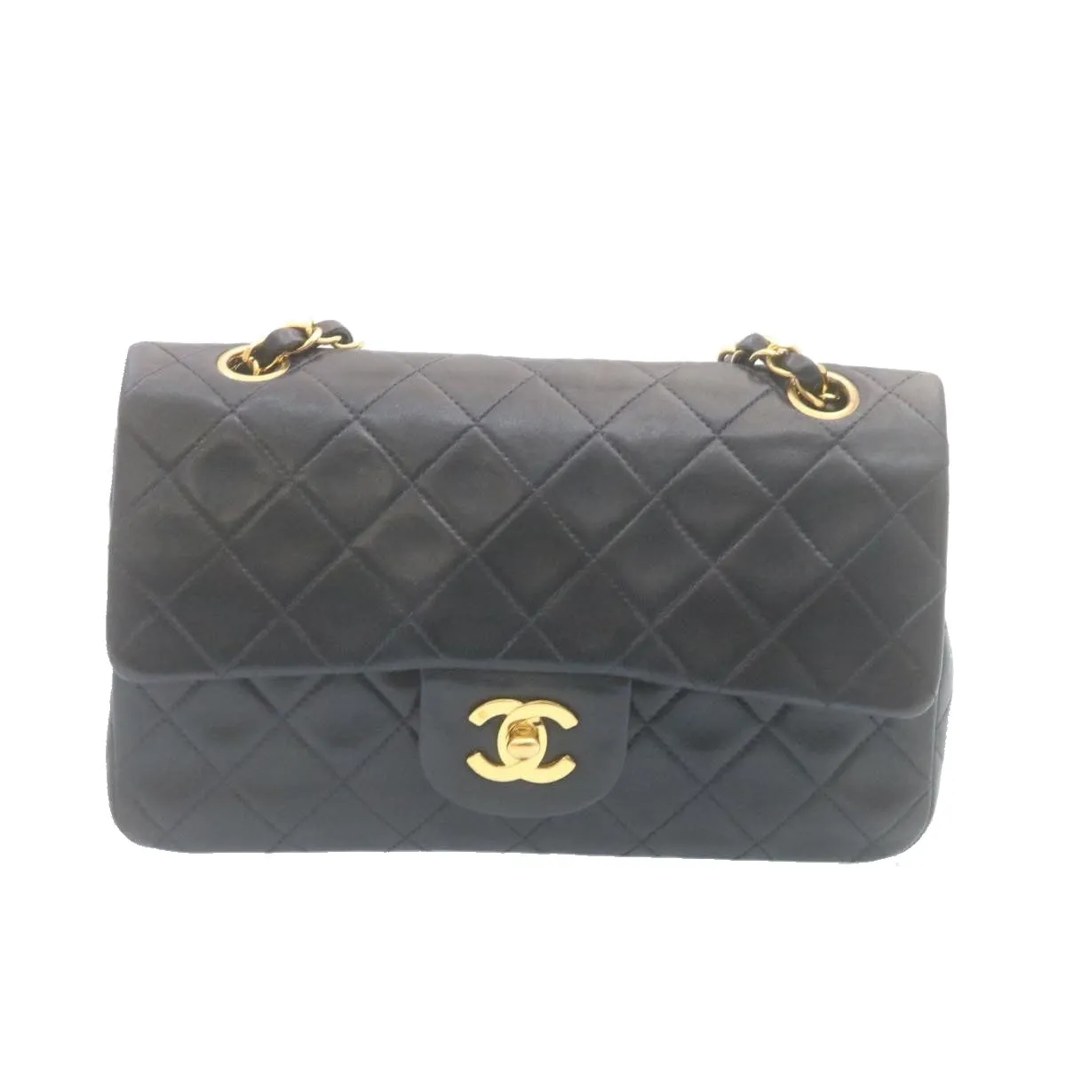 Chanel Classic Matelasse 23 Chain Flap Shoulder Bag Lamb Skin Black  29130A