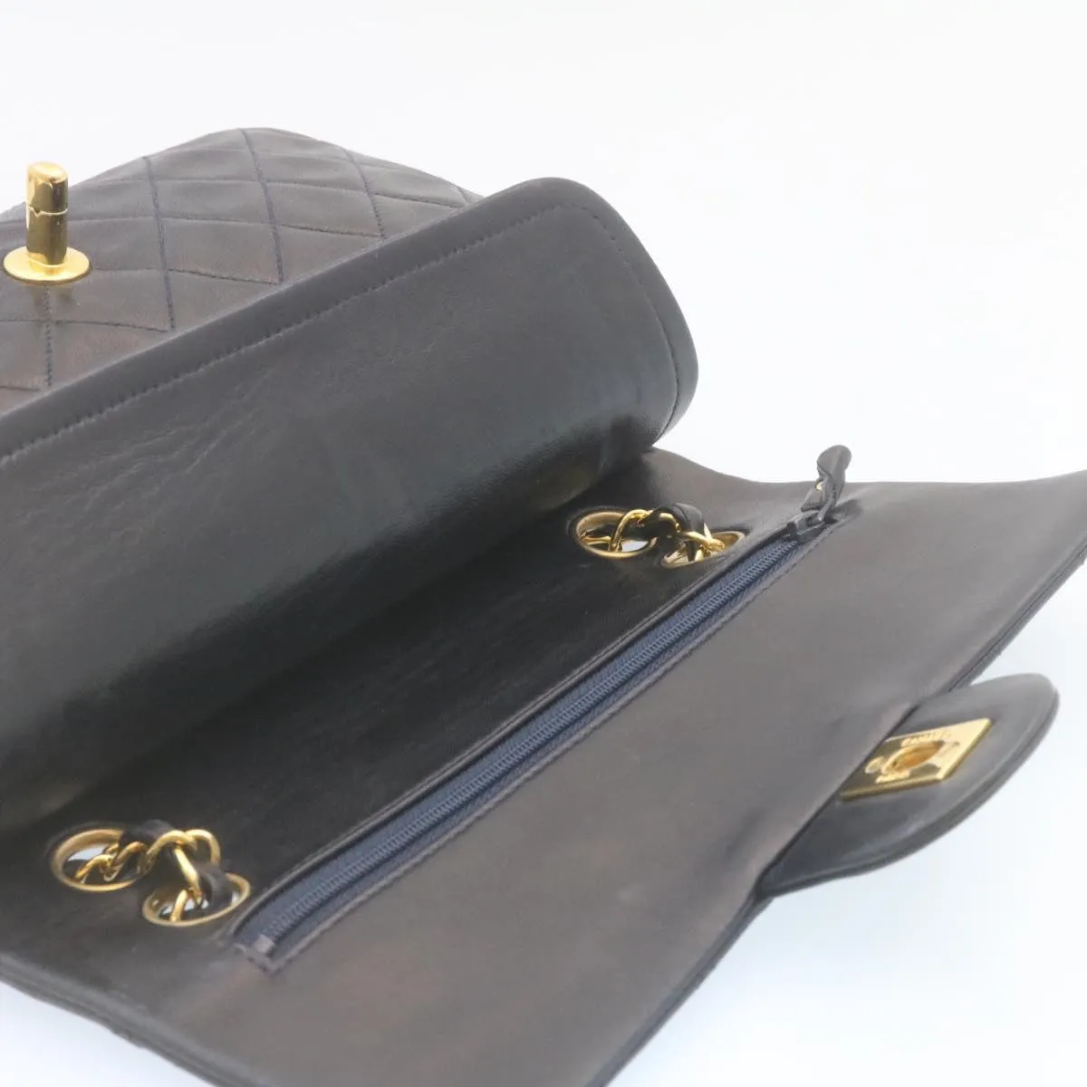 Chanel Classic Matelasse 23 Chain Flap Shoulder Bag Lamb Skin Black  29130A
