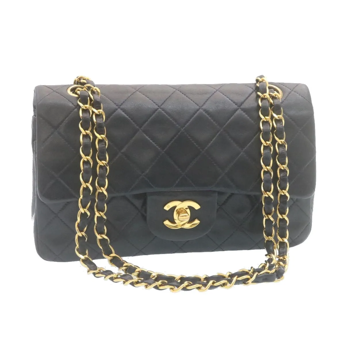 Chanel Classic Matelasse 23 Chain Flap Shoulder Bag Lamb Skin Black  29130A