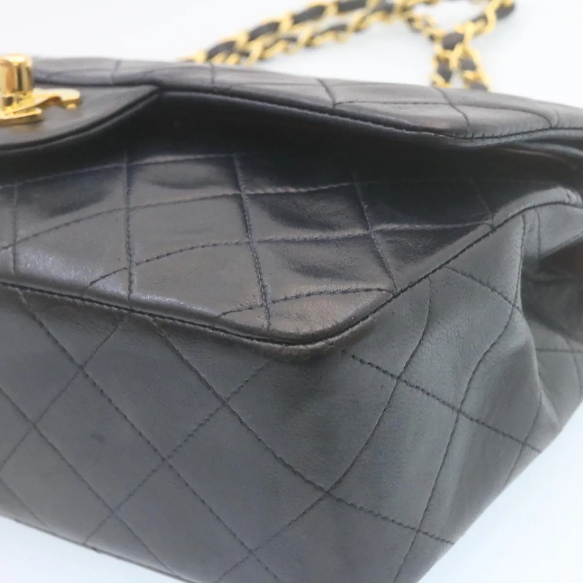 Chanel Classic Matelasse 23 Chain Flap Shoulder Bag Lamb Skin Black  29130A
