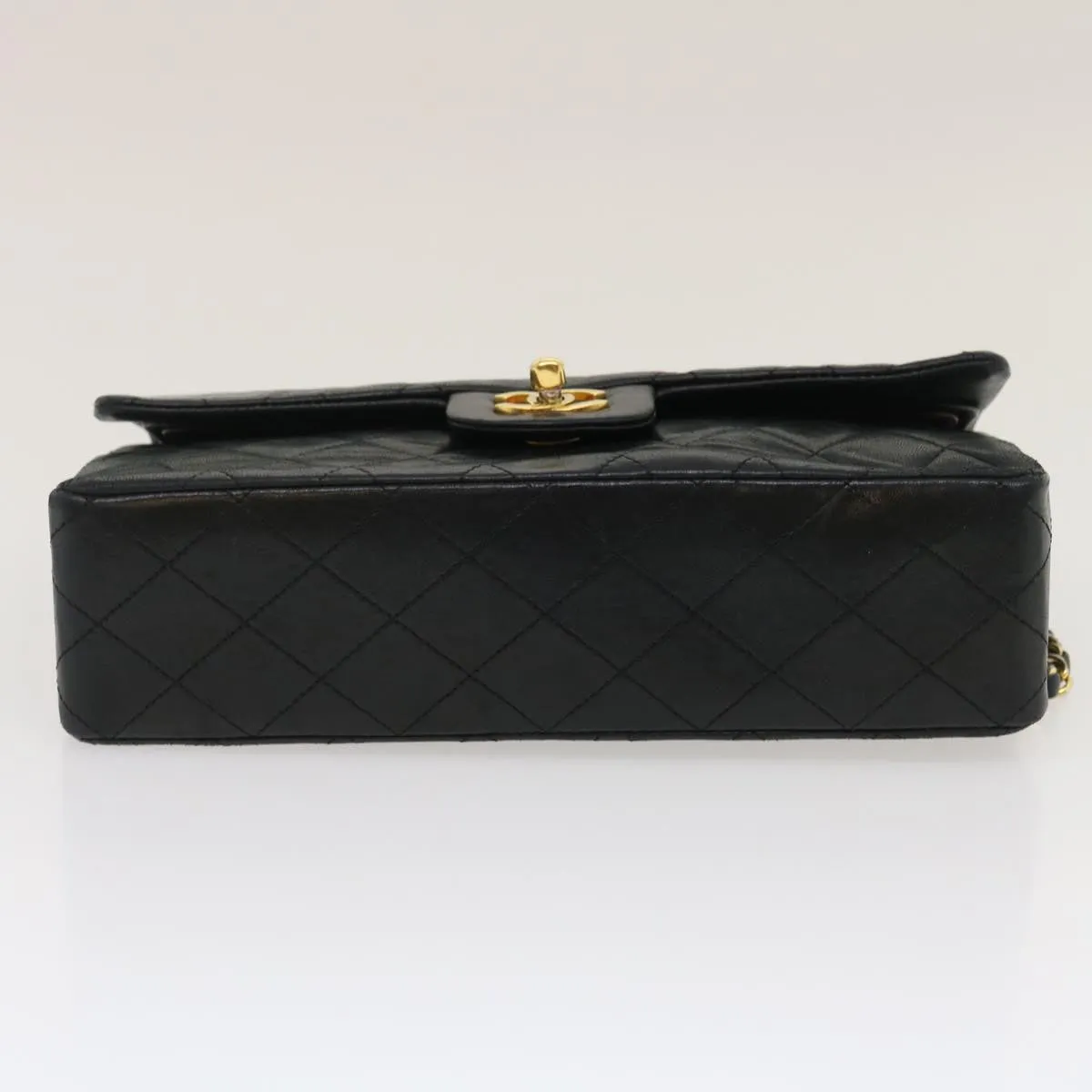 CHANEL Classic Matelasse 25 Chain Flap Shoulder Bag Lamb Skin Black Auth lt448A