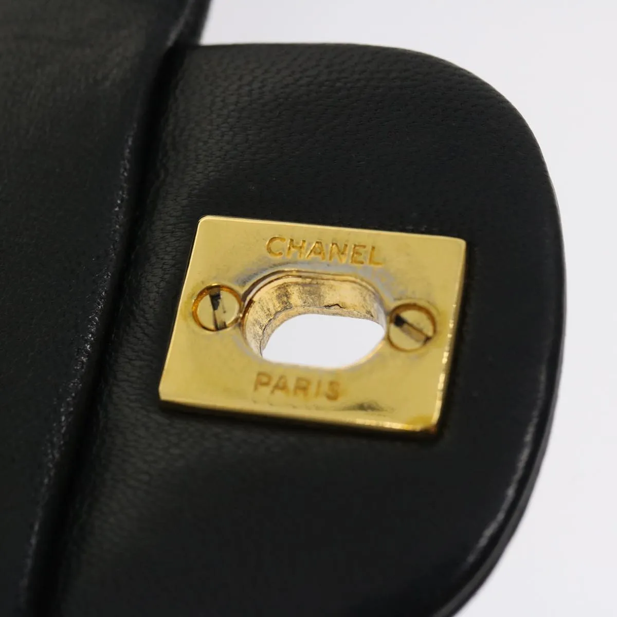 CHANEL Classic Matelasse 25 Chain Flap Shoulder Bag Lamb Skin Black Auth lt448A