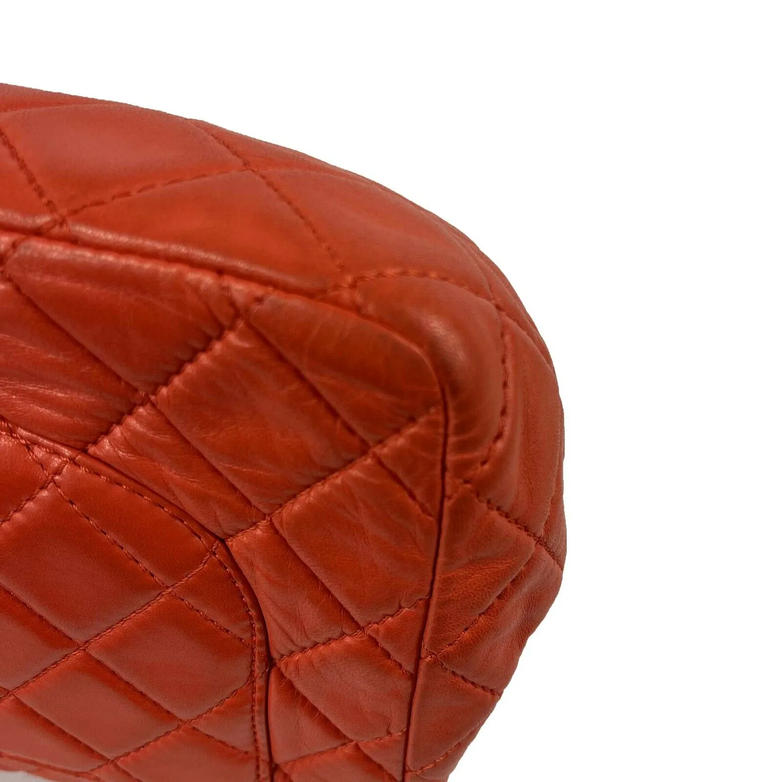 CHANEL - Classic Single New Jumbo Quilted Lambskin - Champagne Gold Red Handbag