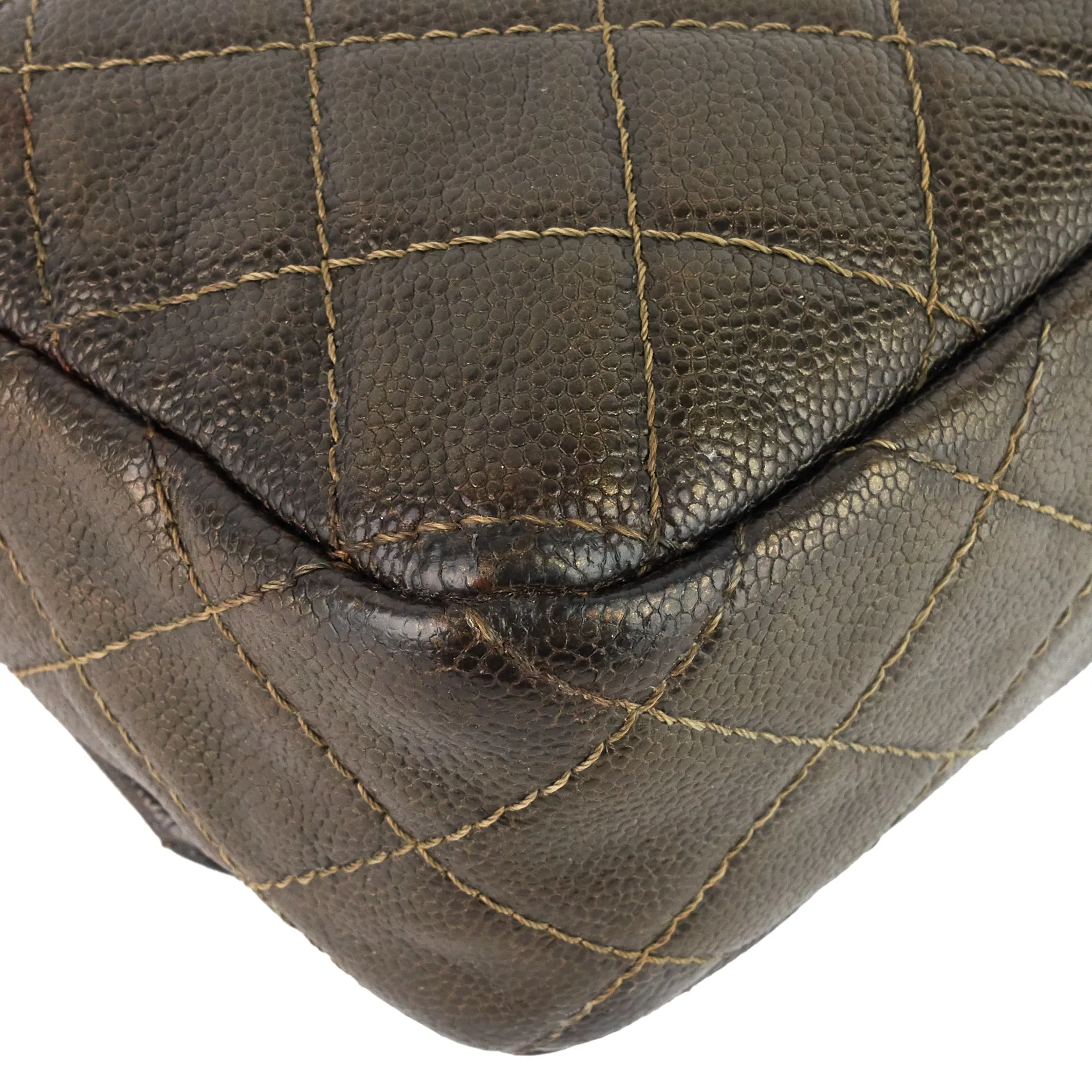 CHANEL Easy New Jumbo Caviar Leather Shoulder Bag