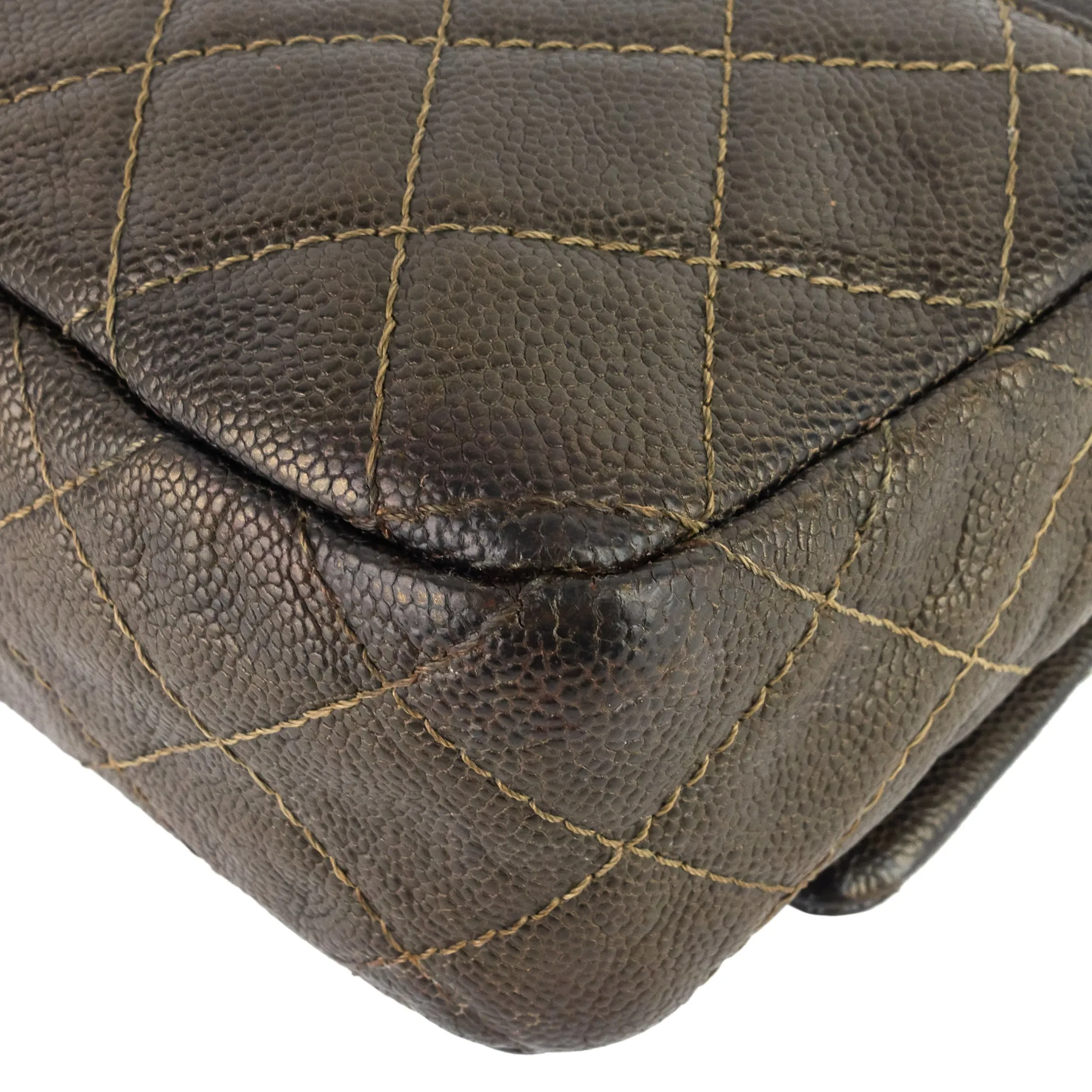 CHANEL Easy New Jumbo Caviar Leather Shoulder Bag