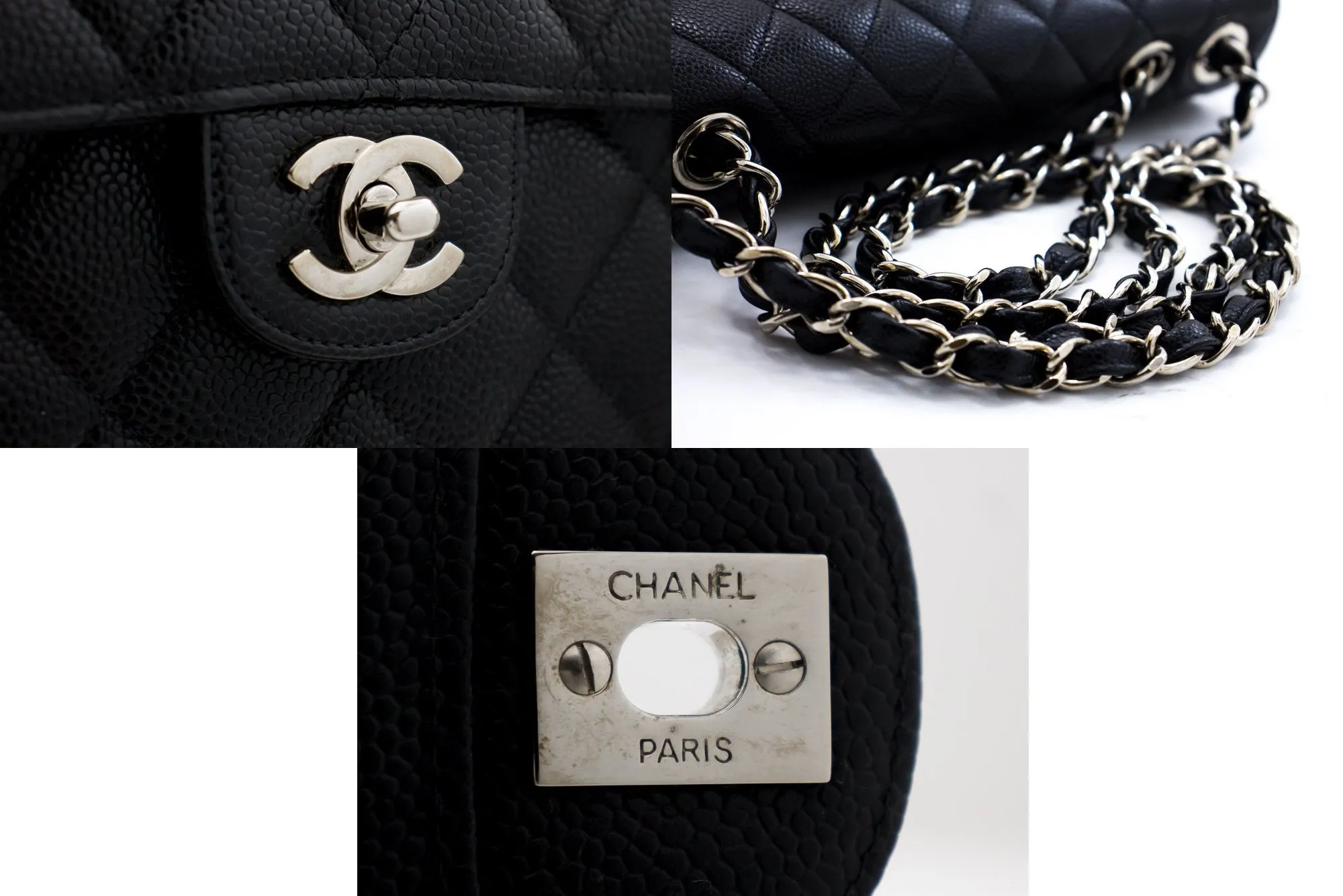 CHANEL Large Classic Handbag Chain Shoulder Bag New Black Caviar