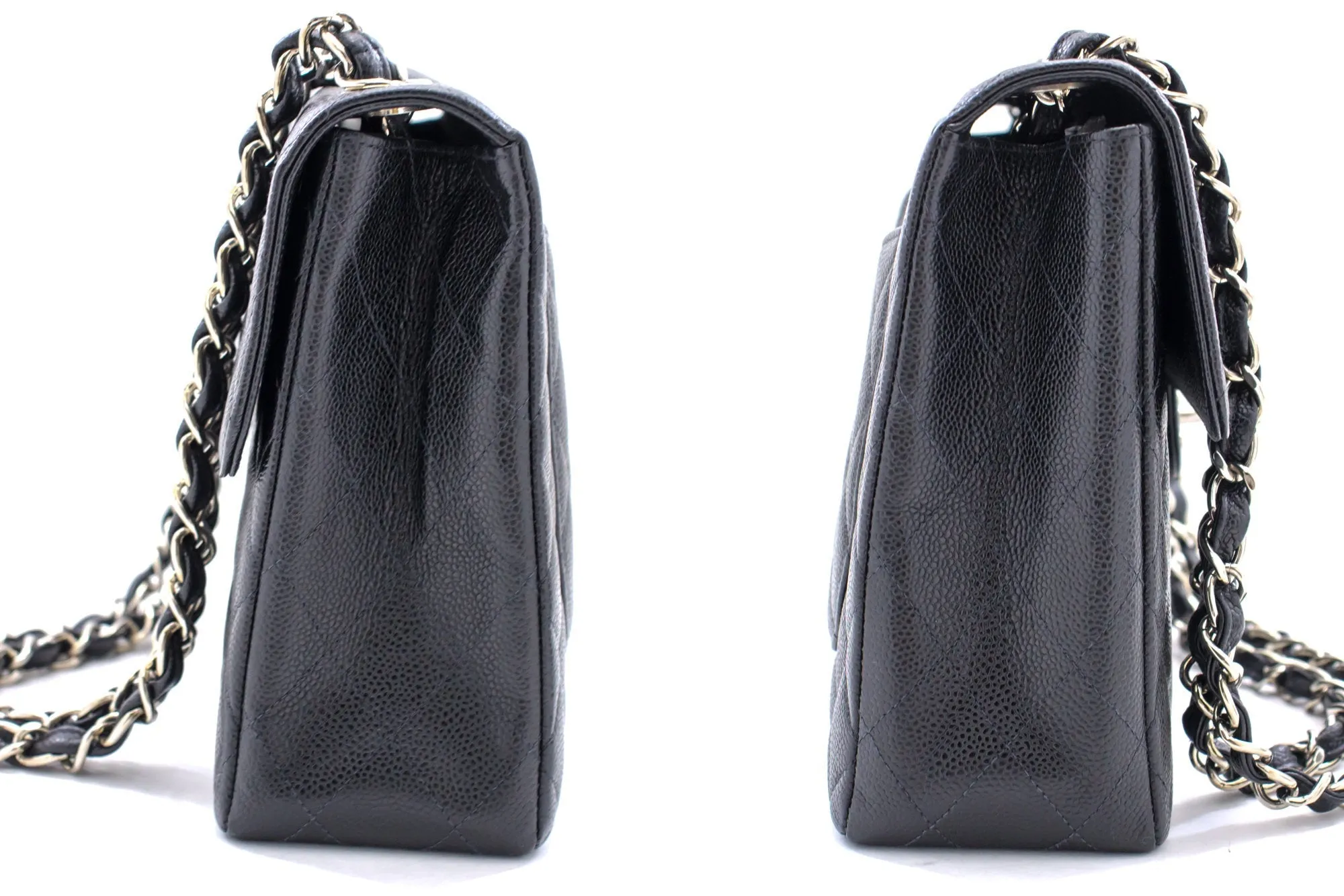 CHANEL Large Classic Handbag Chain Shoulder Bag New Black Caviar