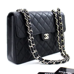 CHANEL Large Classic Handbag Chain Shoulder Bag New Black Caviar