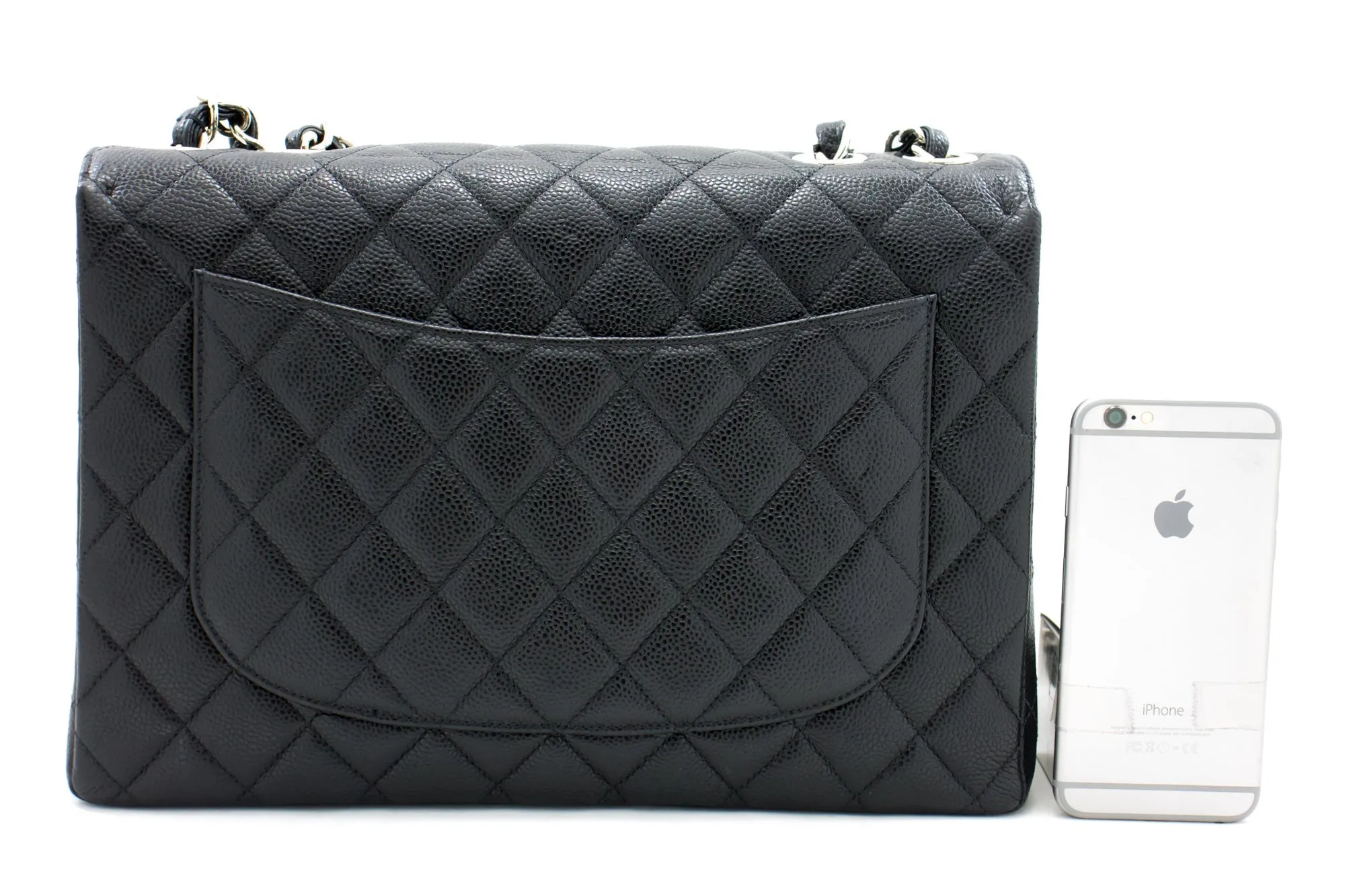 CHANEL Large Classic Handbag Chain Shoulder Bag New Black Caviar