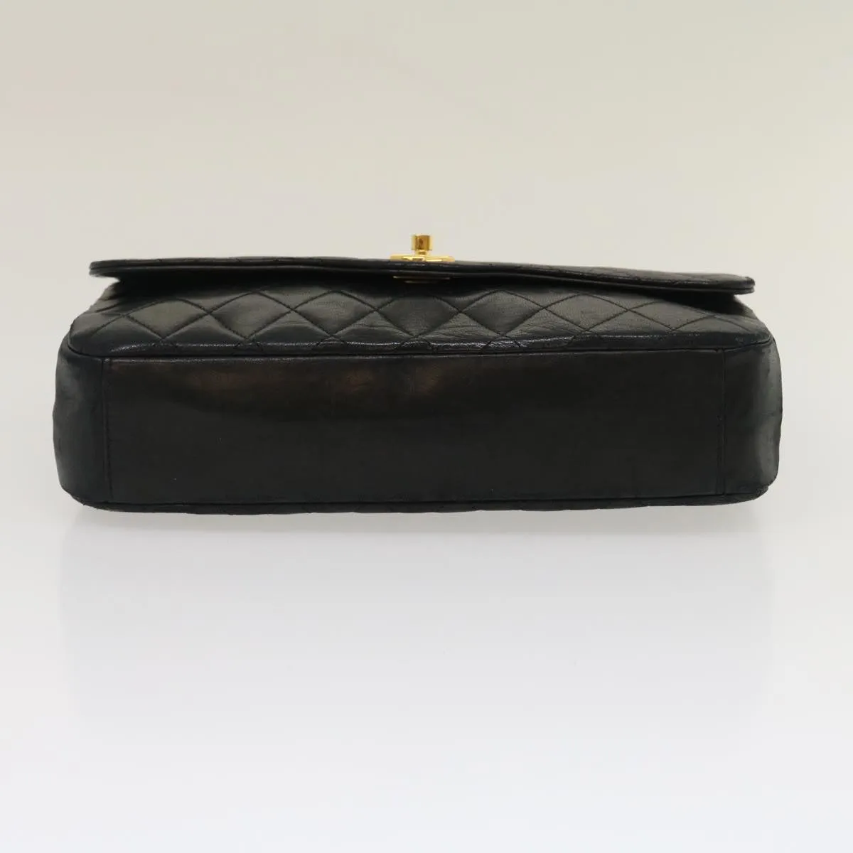 Chanel Matelasse Chain Flap Shoulder Bag Lamb Skin Black CC Auth bs1447A