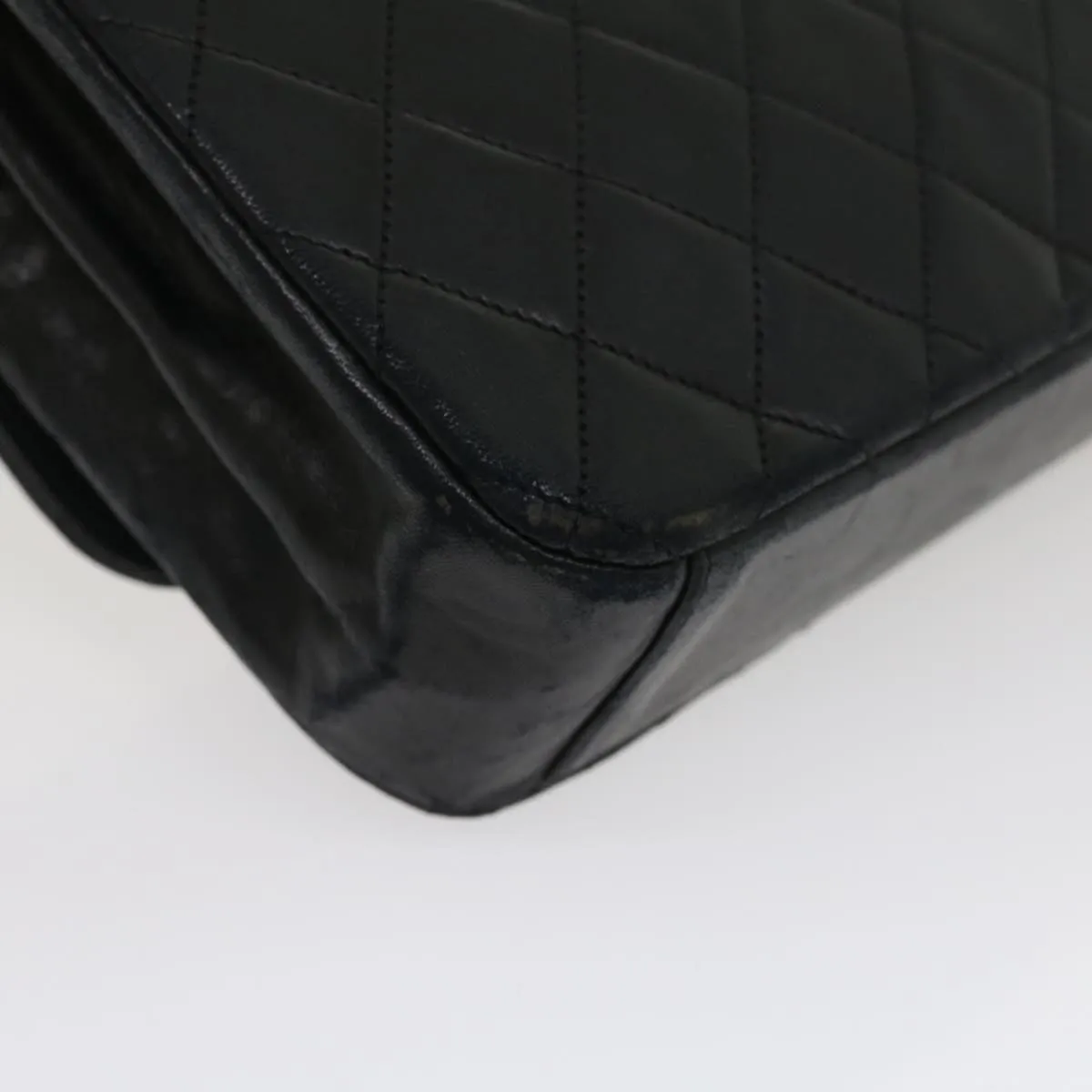 Chanel Matelasse Chain Flap Shoulder Bag Lamb Skin Black CC Auth bs1447A