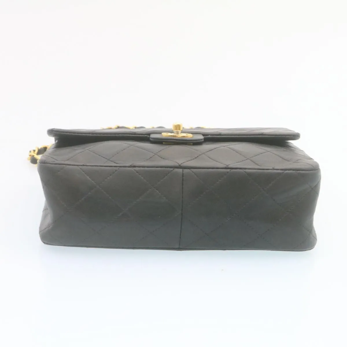 Chanel Matelasse Chain Flap Turn Lock Shoulder Bag Lamb Skin Black  34659A