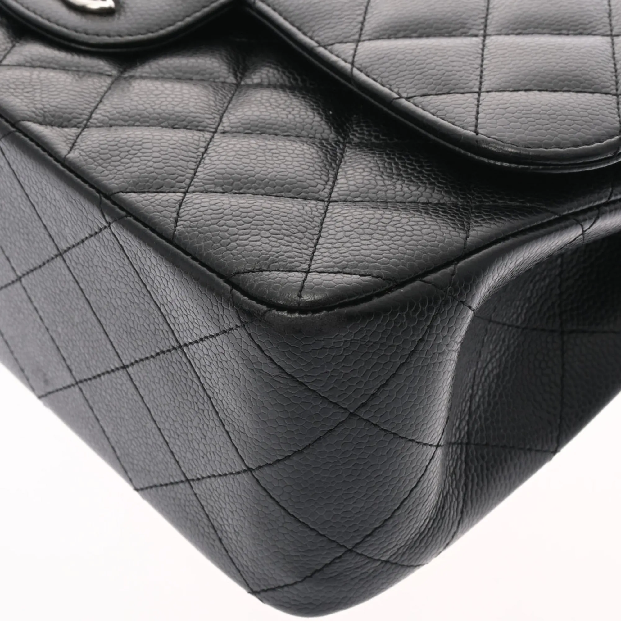 Chanel matelasse double flap 30 black ladies caviar skin shoulder Bag