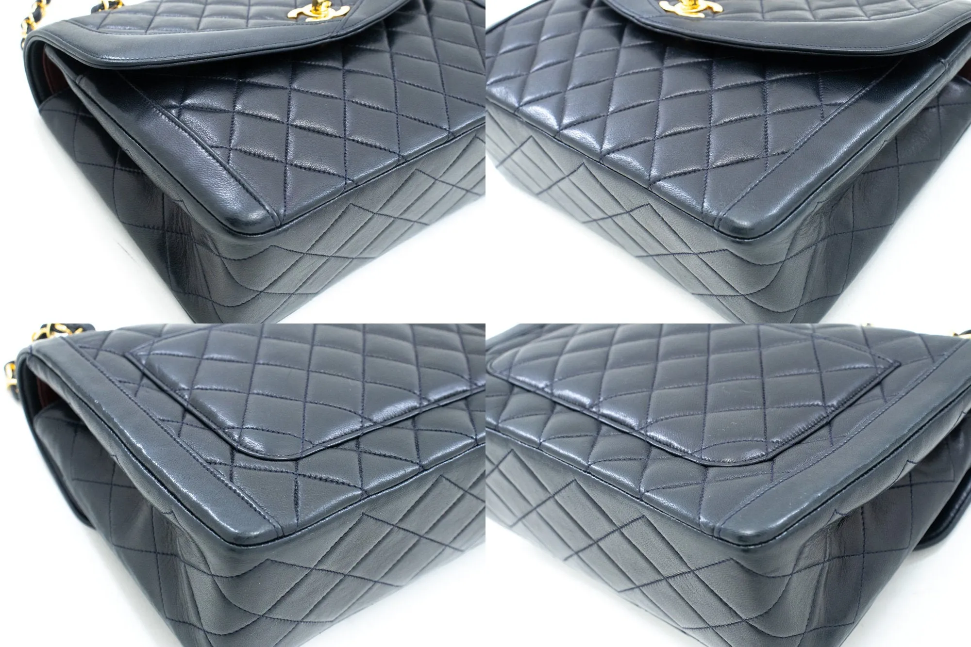 CHANEL NAVY Vintage Chain Shoulder Bag Lambskin Quilted New Purse