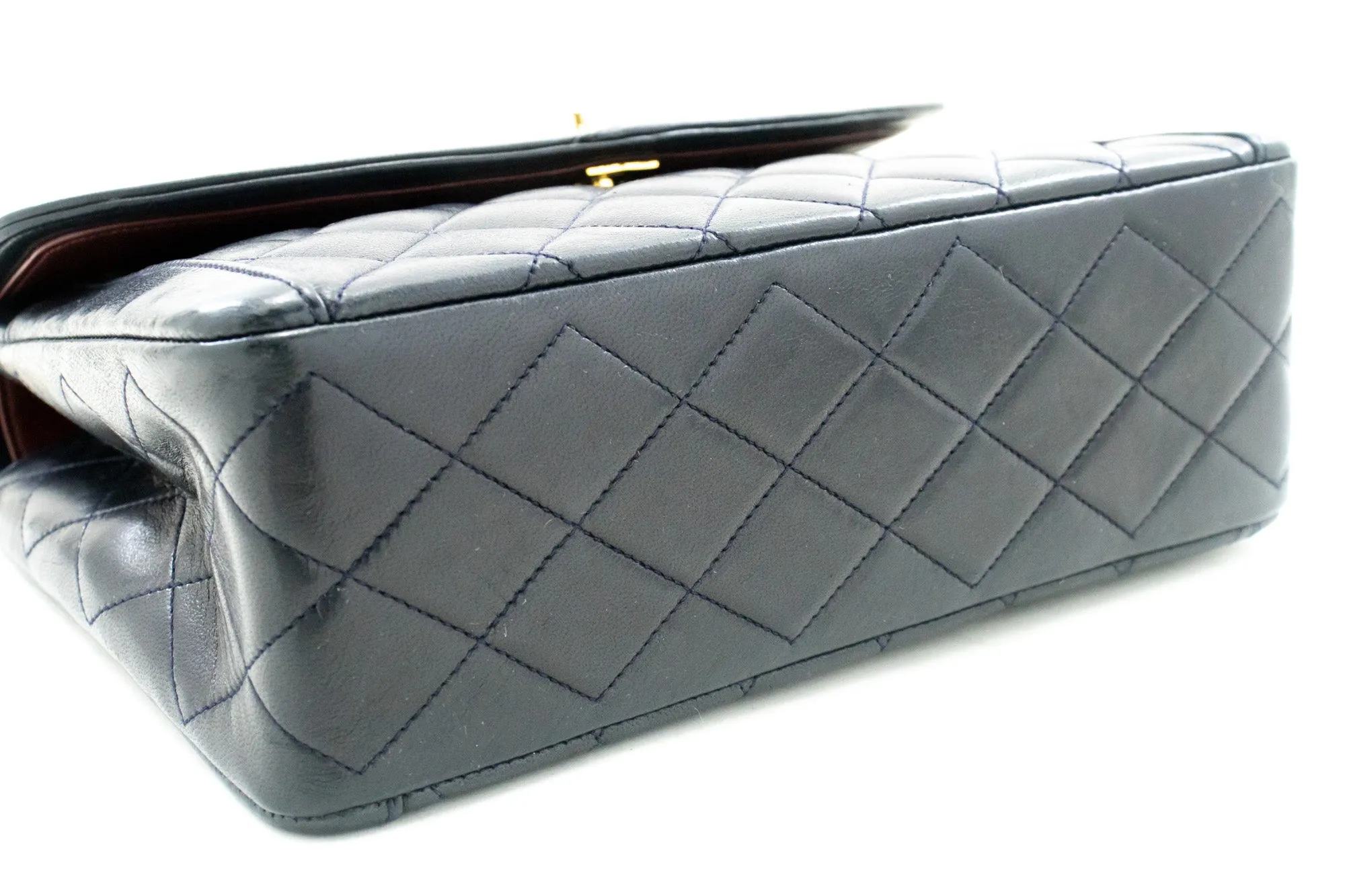 CHANEL NAVY Vintage Chain Shoulder Bag Lambskin Quilted New Purse