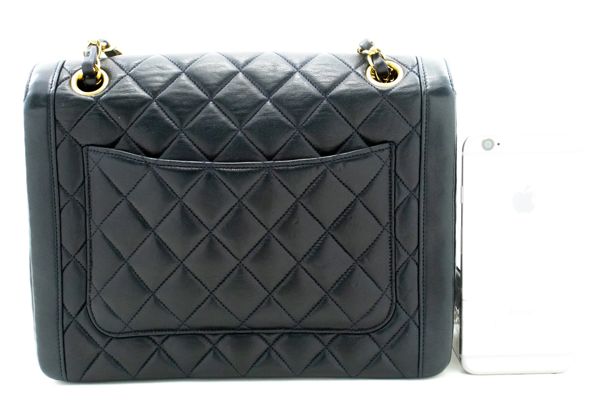 CHANEL NAVY Vintage Chain Shoulder Bag Lambskin Quilted New Purse