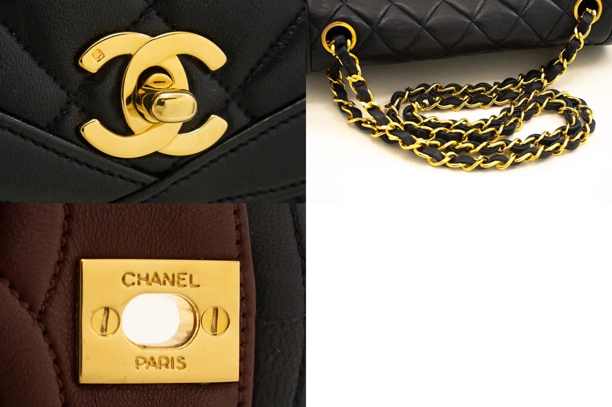 CHANEL NAVY Vintage Chain Shoulder Bag Lambskin Quilted New Purse