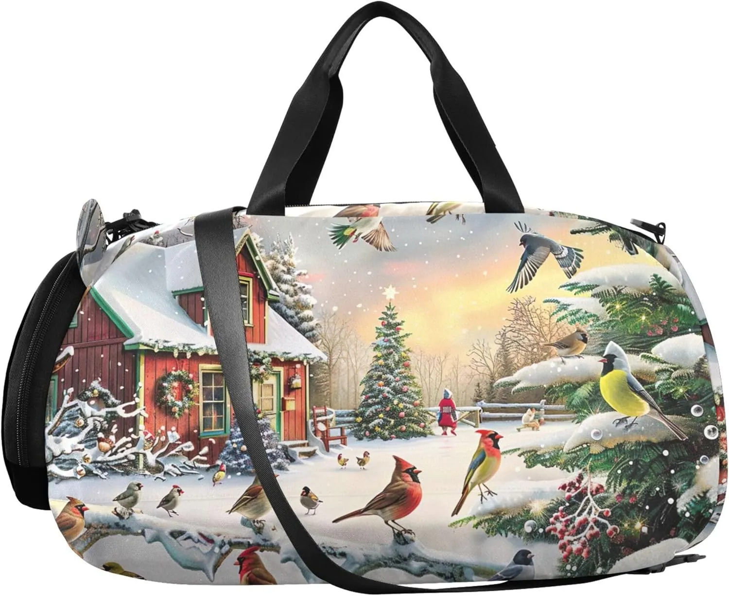 Christmas Cabin Travel Duffle Bags Girls Tote Overnight Weekender Duffel Duffle Bag for Kids Carry on Duffel Bag Boys