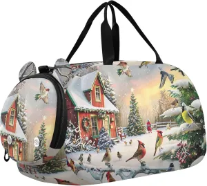Christmas Cabin Travel Duffle Bags Girls Tote Overnight Weekender Duffel Duffle Bag for Kids Carry on Duffel Bag Boys