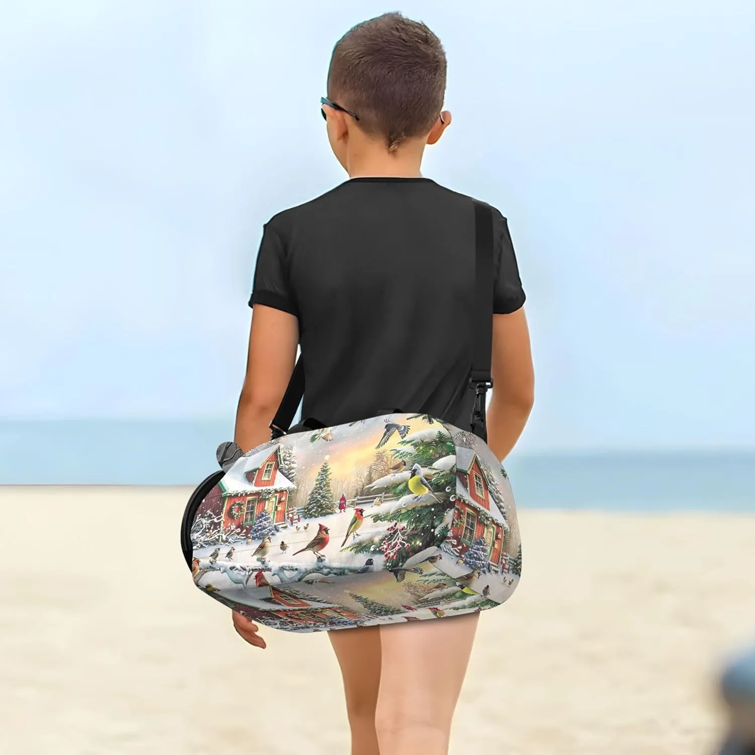 Christmas Cabin Travel Duffle Bags Girls Tote Overnight Weekender Duffel Duffle Bag for Kids Carry on Duffel Bag Boys