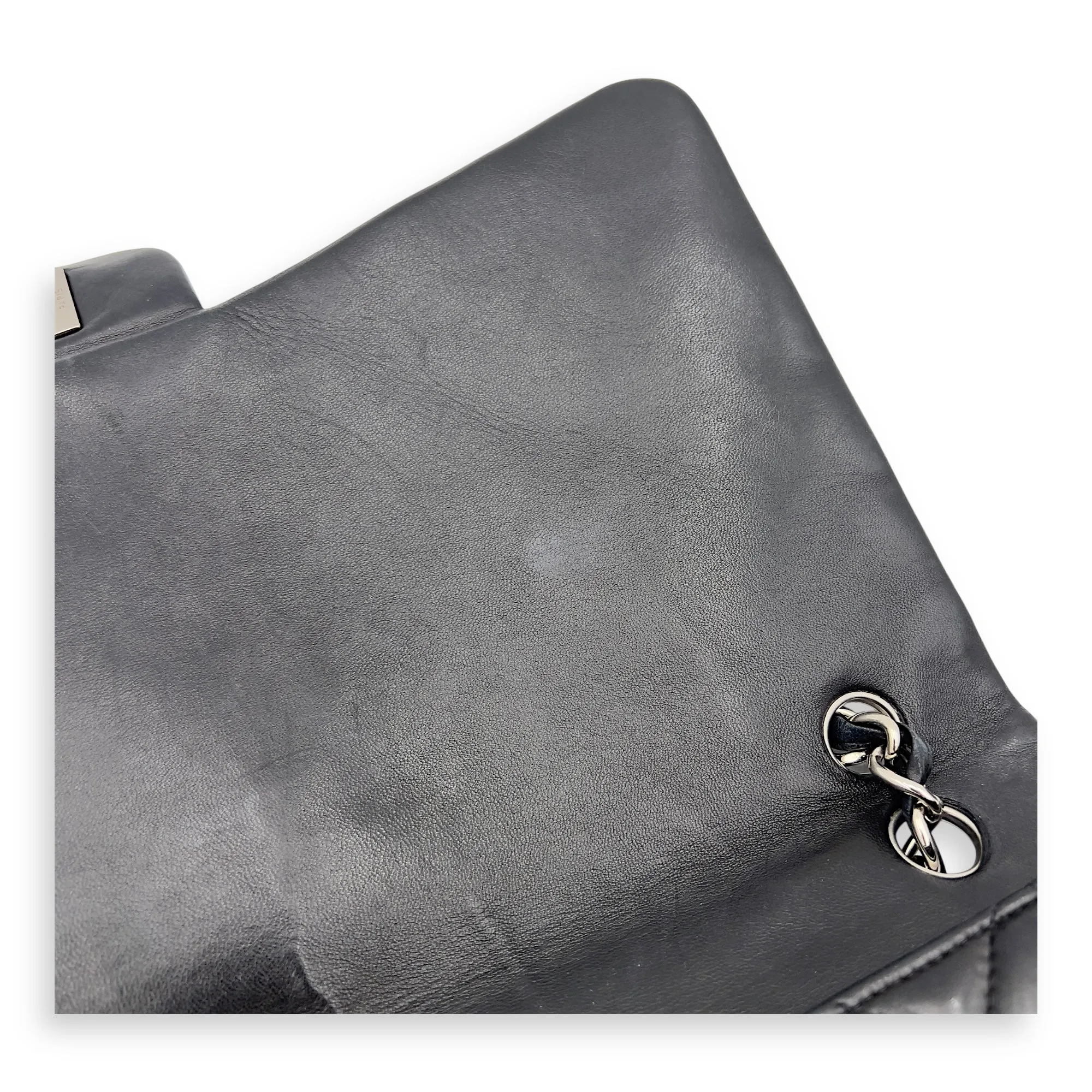 Classic Maxi Black Shoulder Bag in Lambskin, Silver hardware
