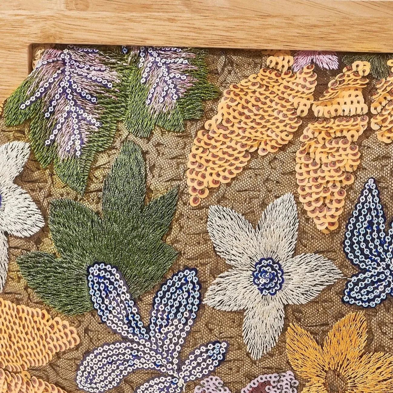 Corey Floral Sequin Straw Evening Clutch