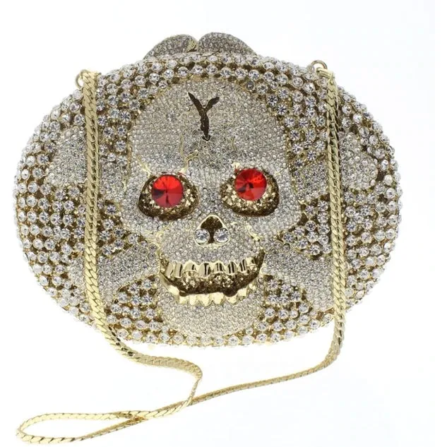 Crystal Skull Bones and Crossbones Clutch