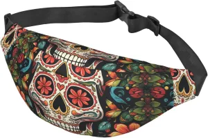 Fanny Pack Belt Bag for Women Men Adjustable Waist Pack Bag Colorful Sugar Skull Crossbody Bags for Travel