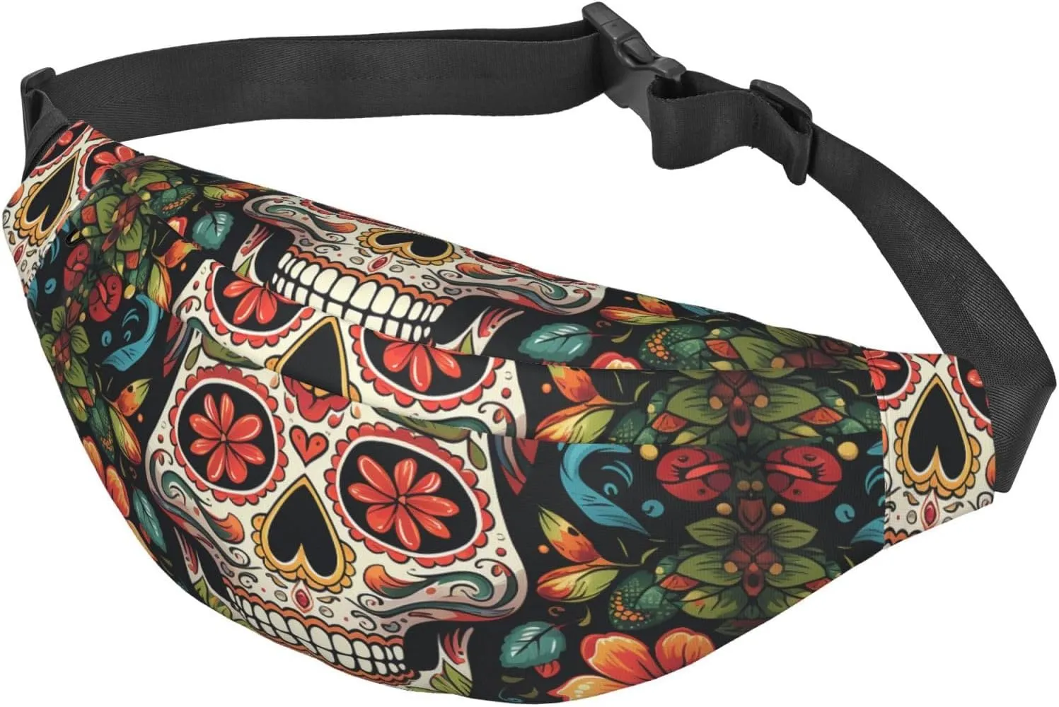 Fanny Pack Belt Bag for Women Men Adjustable Waist Pack Bag Colorful Sugar Skull Crossbody Bags for Travel