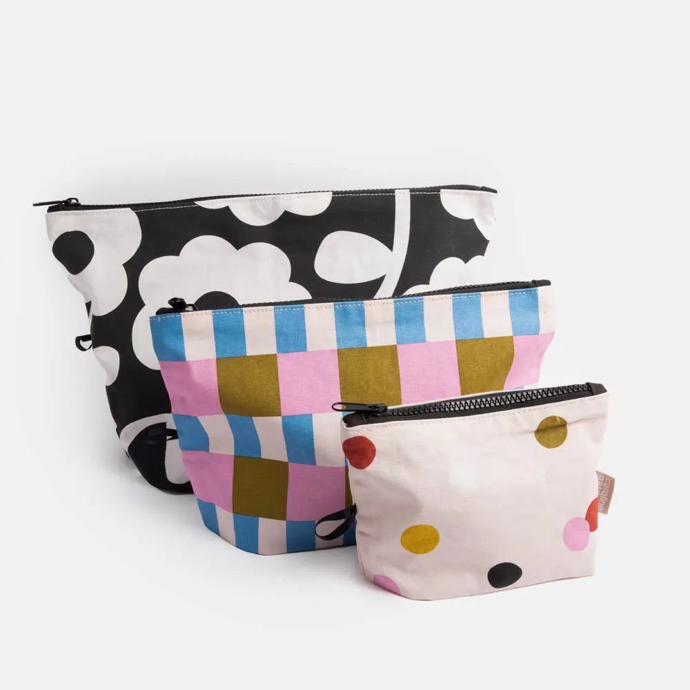 Flower/Stripe/Dotty Set of 3 Travel Pouches
