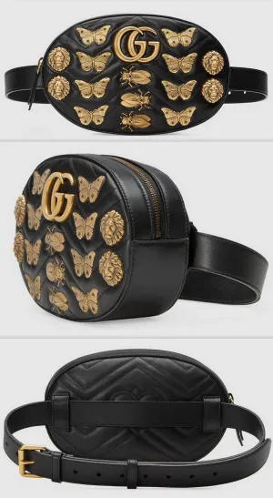 GG Marmont Animal Studs Leather Belt Bag