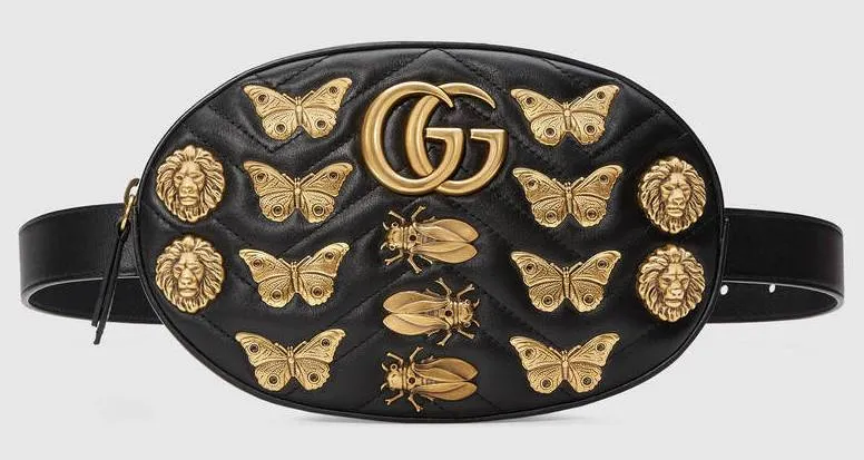 GG Marmont Animal Studs Leather Belt Bag