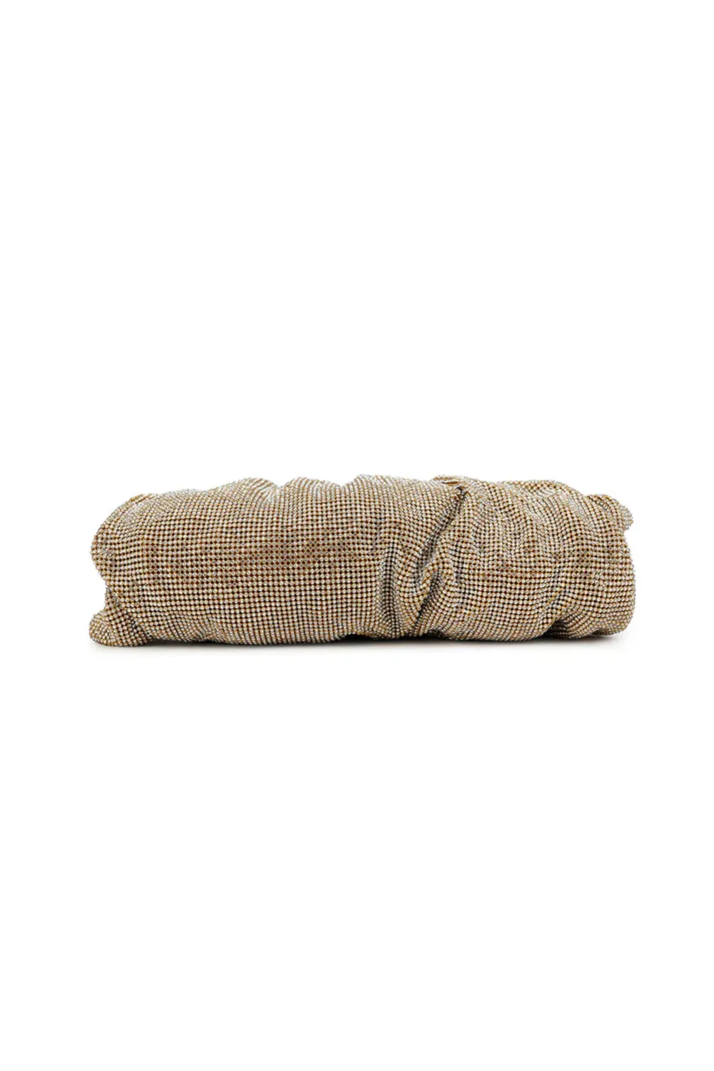 Gold Diamante Ruched Evening Bag