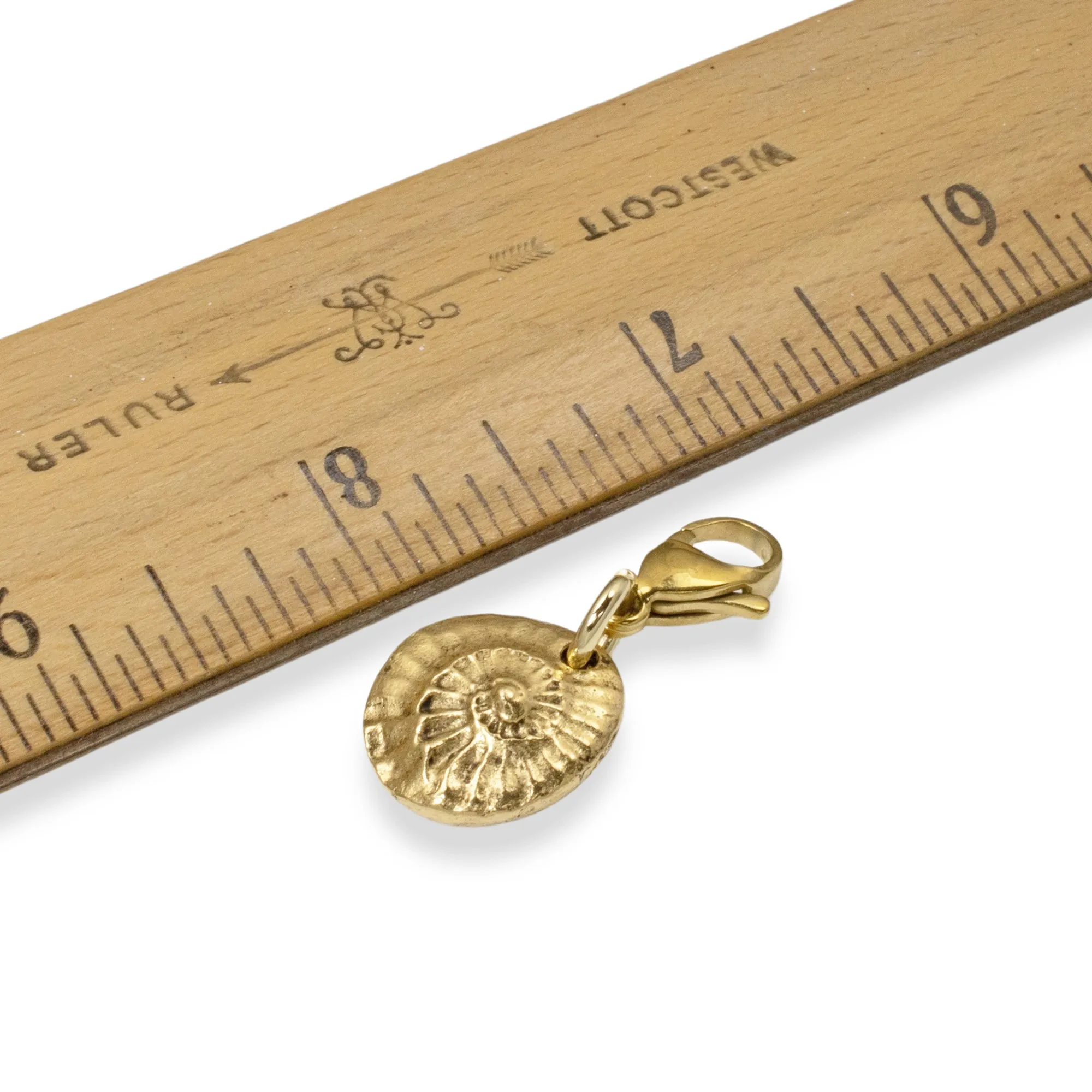 Gold Fossil Clip-on Charm, Prehistoric Elegance, Accessory for Bags and Jewelry