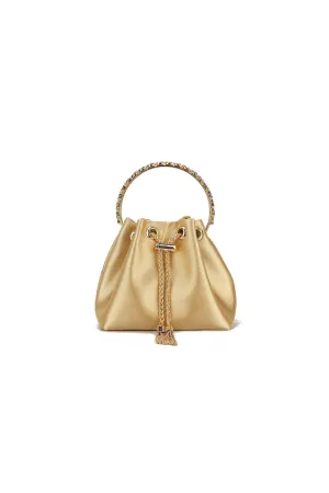 Gold Top Handle Satin Evening Bag