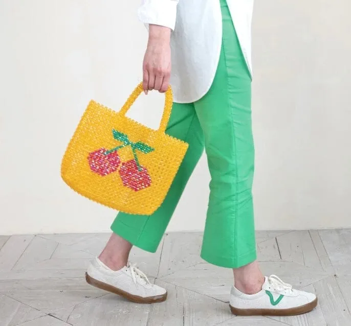 Handmade Acrylic Beaded Tote Bag, Strawberry