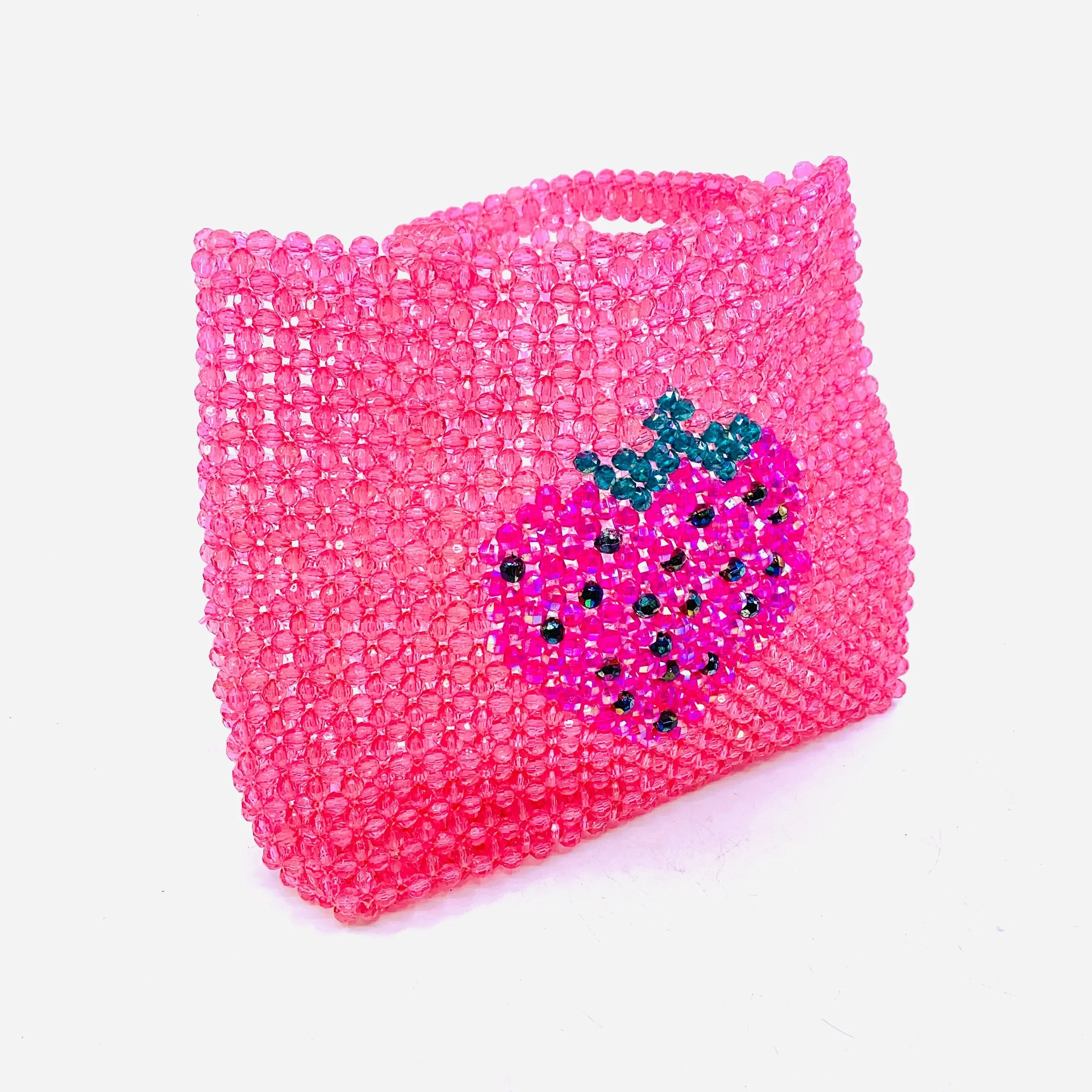 Handmade Acrylic Beaded Tote Bag, Strawberry