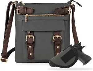 JESSIE & JAMES 2 Toned Belt Concealed Carry Crossbody Bag with Lock and Key
