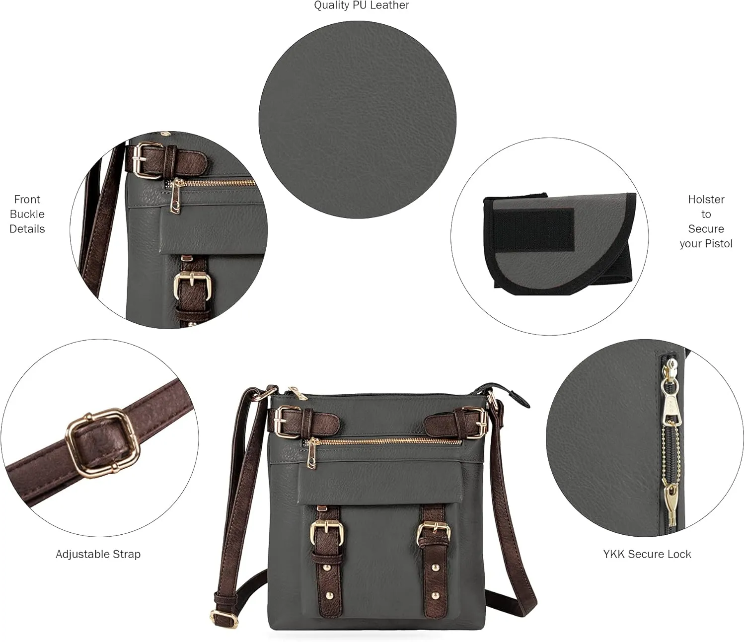 JESSIE & JAMES 2 Toned Belt Concealed Carry Crossbody Bag with Lock and Key