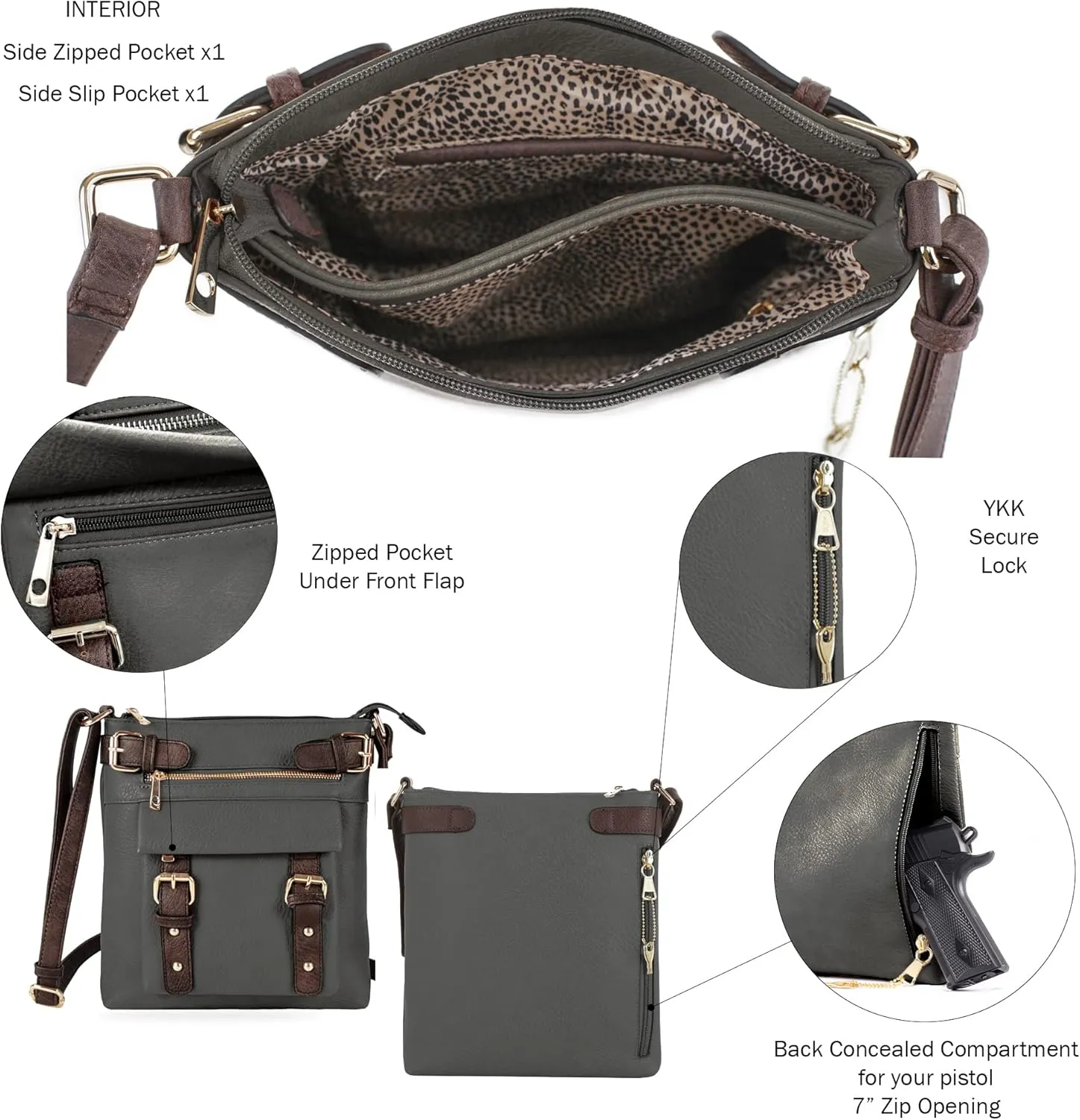 JESSIE & JAMES 2 Toned Belt Concealed Carry Crossbody Bag with Lock and Key