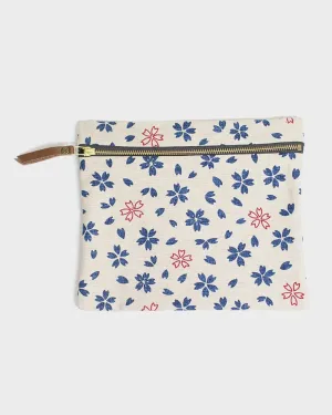 Kiriko Original Flat Zipper Pouch, Medium, Cream Sakura