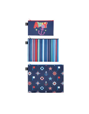 Loqi Nautical Ahoy Multi Color Travel Pouches
