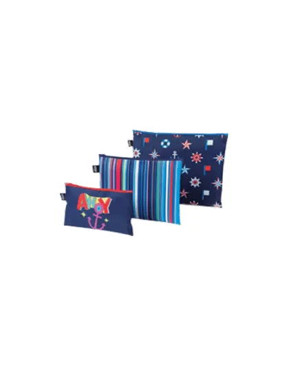 Loqi Nautical Ahoy Multi Color Travel Pouches