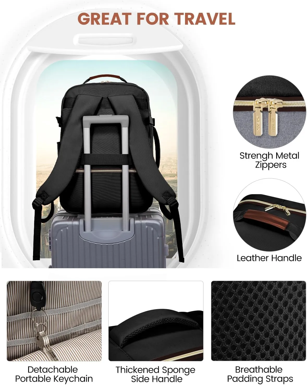 LOVEVOOK 40L Travel Backpack for Women & Men, Large Carry on Backpack for Airplanes with 3 Packing Cubes, TSA Personal Item Travel Bag fits 17" Laptop, Waterproof Weekender Essentials Airline Approved