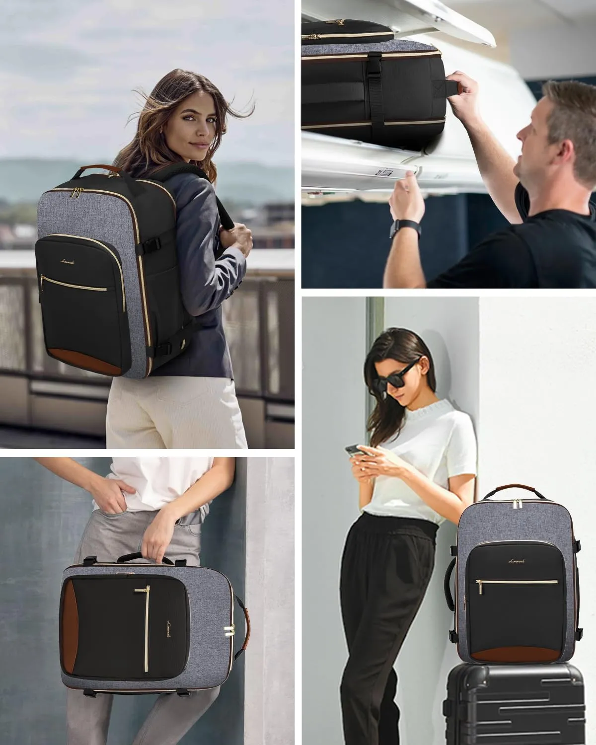 LOVEVOOK 40L Travel Backpack for Women & Men, Large Carry on Backpack for Airplanes with 3 Packing Cubes, TSA Personal Item Travel Bag fits 17" Laptop, Waterproof Weekender Essentials Airline Approved
