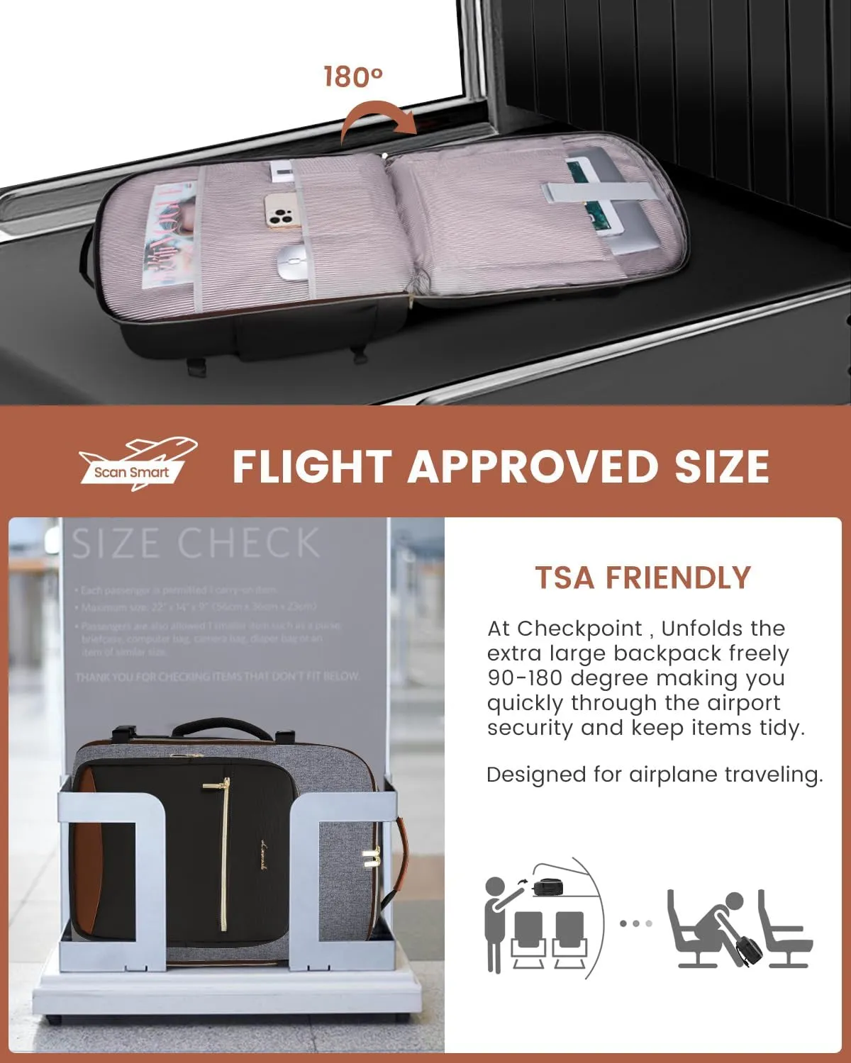 LOVEVOOK 40L Travel Backpack for Women & Men, Large Carry on Backpack for Airplanes with 3 Packing Cubes, TSA Personal Item Travel Bag fits 17" Laptop, Waterproof Weekender Essentials Airline Approved