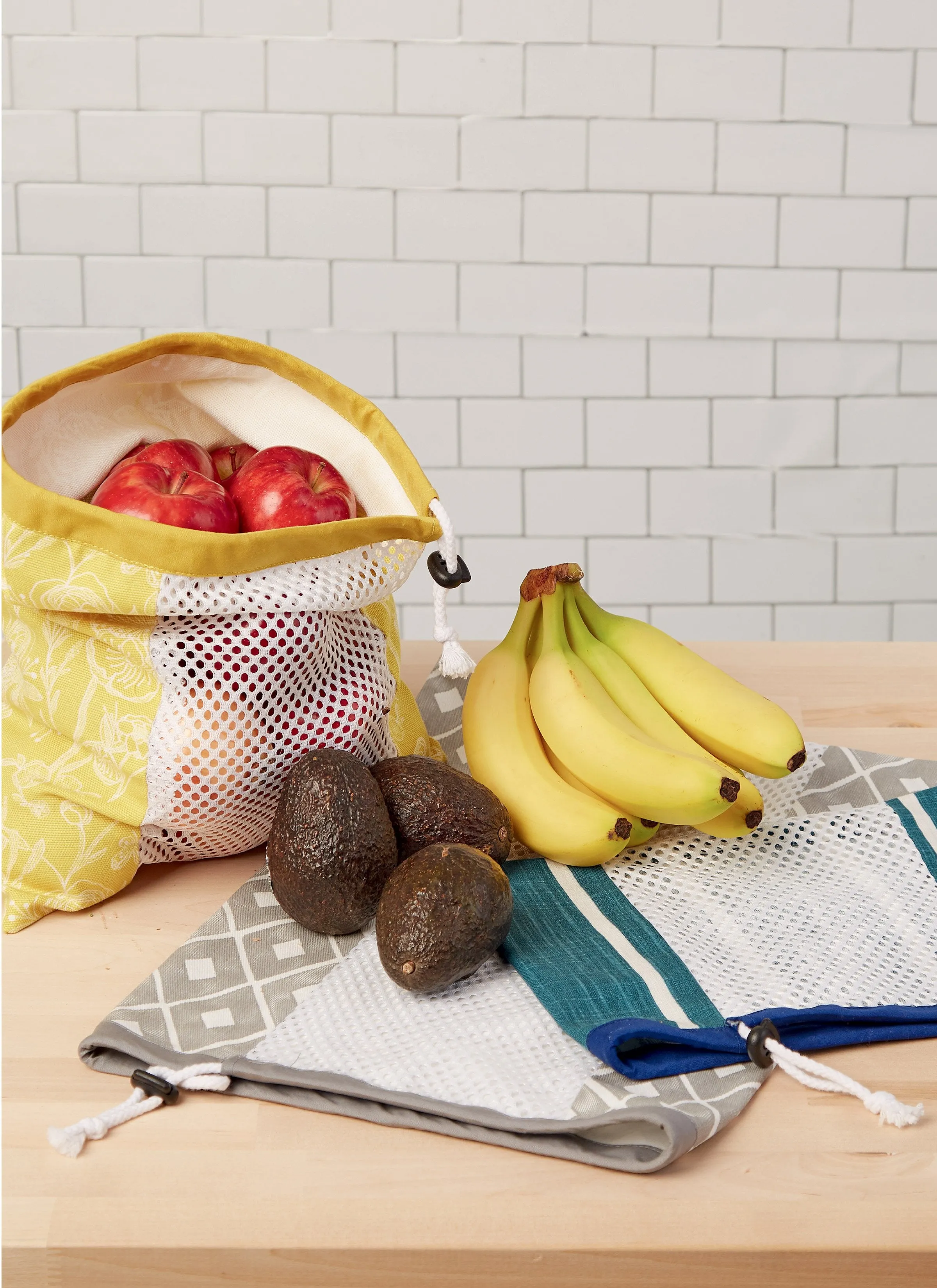 McCall's sewing pattern 8236 Fruit and Veg Bags, Mop Pad, Coffee Filters, Bin and Bag