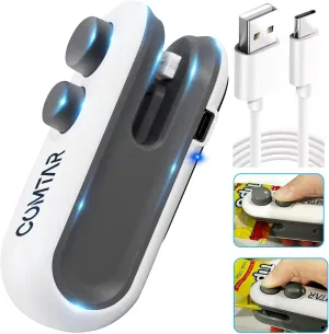 Mini Bag Sealer, Upgraded 2 in 1 Heat Sealer&Cutter, Rechargeable USB C Bag Sealer Heat Seal Machine with Magnet, Portable Resealer Machine Sealer for Plastic Bags Chip Storage Snacks Freshness