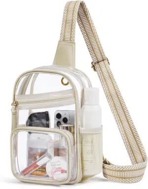 Missnine Clear Bag for Stadium Events Clear Sling Bag Fanny Pack Crossbody Purse for Sport Concert with Side Mesh Pocket